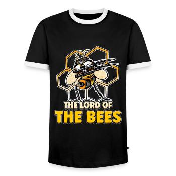 Lord of bees Beekeepers Bee whisper Bee - Men's Ringer Shirt - black/white - Front - AI Model Female 172 light (172cm) & AI Model Male 178 light (178cm)