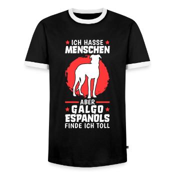 Galgo Espanol finde ich toll Spanien Windhund - Männer Kontrast-T-Shirt - Schwarz/Weiß - Vorne - AI Model Female 172 light (172cm) & AI Model Male 178 light (178cm)