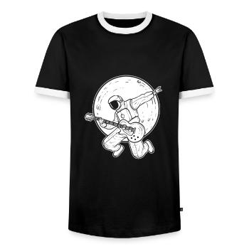 Guitar Astronaut Guitar Player - Männer Kontrast-T-Shirt - Schwarz/Weiß - Vorne - AI Model Female 172 light (172cm) & AI Model Male 178 light (178cm)