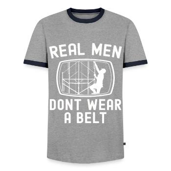 Scaffolding Builder Gift Work Occupation Construction Worker Job - Men's Ringer Shirt - grey/navy  - Front - AI Model Female 172 light (172cm) & AI Model Male 178 light (178cm)