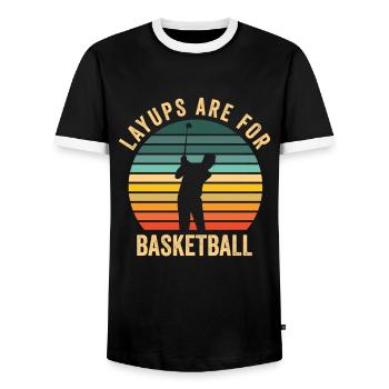 Golf Golfer Golf ball Golfer Golfers Golf clubs - Men's Ringer Shirt - black/white - Front - AI Model Female 172 light (172cm) & AI Model Male 178 light (178cm)