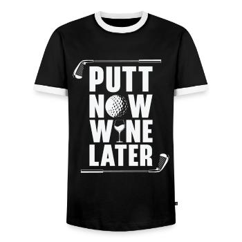 Golf Golfer Golf ball Golfer Golfers Golf clubs - Men's Ringer Shirt - black/white - Front - AI Model Female 172 light (172cm) & AI Model Male 178 light (178cm)