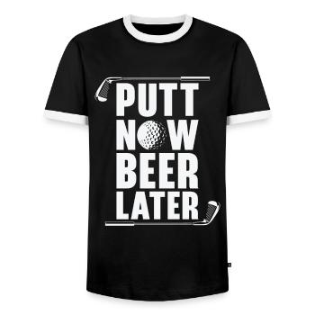 Golf Golfer Golf ball Golfer Golfers Golf clubs - Men's Ringer Shirt - black/white - Front - AI Model Female 172 light (172cm) & AI Model Male 178 light (178cm)