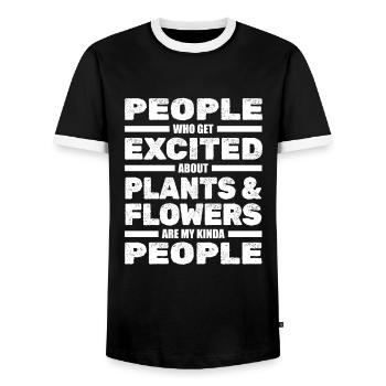 Jardin Hobby Jardinier Plantes Fleurs Jardinier - T-shirt contrasté Homme - noir/blanc - Devant - AI Model Female 172 light (172cm) & AI Model Male 178 light (178cm)
