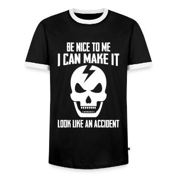 Electrician Electrical Engineer Electronics Technician - Men's Ringer Shirt - black/white - Front - AI Model Female 172 light (172cm) & AI Model Male 178 light (178cm)