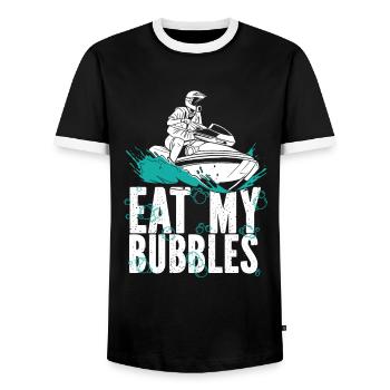 Jetski Jet Ski Snowmobile - Men's Ringer Shirt - black/white - Front - AI Model Female 172 light (172cm) & AI Model Male 178 light (178cm)