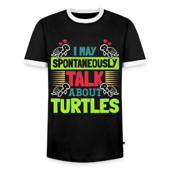 I can talk spontaneously about turtles - Men's Ringer Shirt - black/white - Front - AI Model Female 172 light (172cm) & AI Model Male 178 light (178cm)