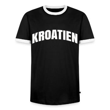 Kroatien - Männer Kontrast-T-Shirt - Schwarz/Weiß - Vorne - AI Model Female 172 light (172cm) & AI Model Male 178 light (178cm)