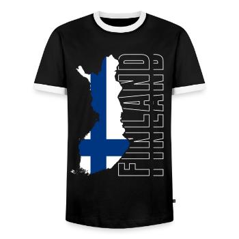 Finlande - T-shirt contrasté Homme - noir/blanc - Devant - AI Model Female 172 light (172cm) & AI Model Male 178 light (178cm)