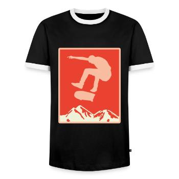 Skater Skateboard Gift Halfpipe Sk8 Ollie - Men's Ringer Shirt - black/white - Front - AI Model Female 172 light (172cm) & AI Model Male 178 light (178cm)