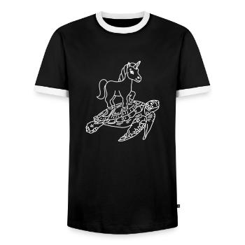 Lustiges Schildkröten-Einhorn Süße Schildkröte - Männer Kontrast-T-Shirt - Schwarz/Weiß - Vorne - AI Model Female 172 light (172cm) & AI Model Male 178 light (178cm)