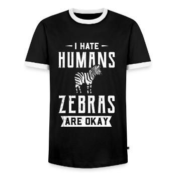 Zebra Africa Horse Hipster Gift Animal Stripe - Men's Ringer Shirt - black/white - Front - AI Model Female 172 light (172cm) & AI Model Male 178 light (178cm)