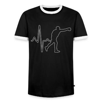 Boxing Heartbeat - Men's Ringer Shirt - black/white - Front - AI Model Female 172 light (172cm) & AI Model Male 178 light (178cm)