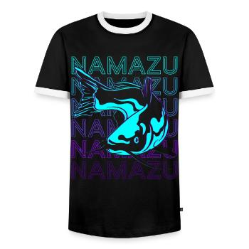 Namazu Earthshaker Mythologie japonaise Poisson-chat - T-shirt contrasté Homme - noir/blanc - Devant - AI Model Female 172 light (172cm) & AI Model Male 178 light (178cm)