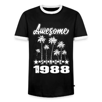 Awesome Since 1988 - Men's Ringer Shirt - black/white - Front - AI Model Female 172 light (172cm) & AI Model Male 178 light (178cm)