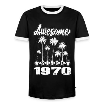 Génial depuis 1970 - T-shirt contrasté Homme - noir/blanc - Devant - AI Model Female 172 light (172cm) & AI Model Male 178 light (178cm)