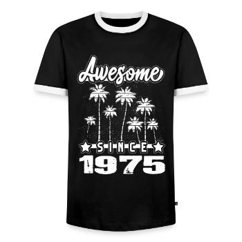 Génial depuis 1975 - T-shirt contrasté Homme - noir/blanc - Devant - AI Model Female 172 light (172cm) & AI Model Male 178 light (178cm)