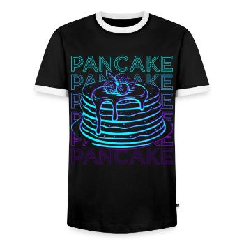 Pfannkuchen Retro - Männer Kontrast-T-Shirt - Schwarz/Weiß - Vorne - AI Model Female 172 light (172cm) & AI Model Male 178 light (178cm)