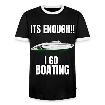 Boat Regatta . Powerboat motor yacht . Yacht Sailing - Men's Ringer Shirt - black/white - Front - AI Model Female 172 light (172cm) & AI Model Male 178 light (178cm)