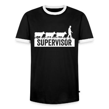 Manager Cows Farmer Gassi Farmer Saying - Men's Ringer Shirt - black/white - Front - AI Model Female 172 light (172cm) & AI Model Male 178 light (178cm)