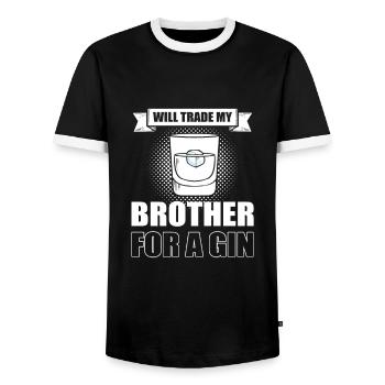 I'll Trade My Brother For A Gin - Männer Kontrast-T-Shirt - Schwarz/Weiß - Vorne - AI Model Female 172 light (172cm) & AI Model Male 178 light (178cm)