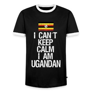 I can not Keep Calm I am Ugander - Men's Ringer Shirt - black/white - Front - AI Model Female 172 light (172cm) & AI Model Male 178 light (178cm)