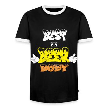 Beer Body Beer Drinker Drinking Alcohol Party - Men's Ringer Shirt - black/white - Front - AI Model Female 172 light (172cm) & AI Model Male 178 light (178cm)