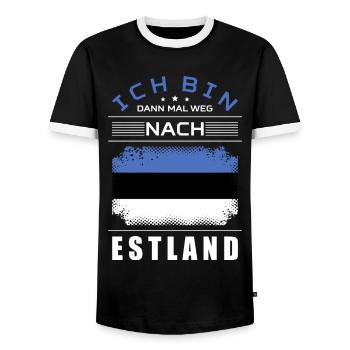 Ich Bin Dann Mal Weg Nach Estland Fahne Urlaub - Männer Kontrast-T-Shirt - Schwarz/Weiß - Vorne - AI Model Female 172 light (172cm) & AI Model Male 178 light (178cm)