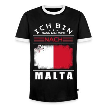 Ich Bin Dann Mal Weg Nach Malta Fahne Urlaub - Männer Kontrast-T-Shirt - Schwarz/Weiß - Vorne - AI Model Female 172 light (172cm) & AI Model Male 178 light (178cm)