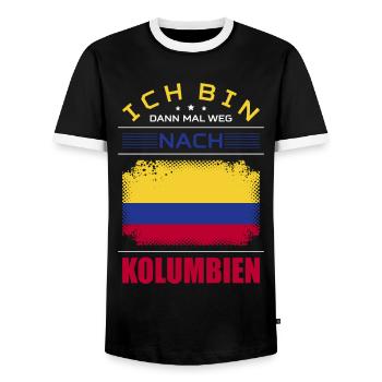 Ich Bin Dann Mal Weg Nach Kolumbien Fahne Urlaub - Männer Kontrast-T-Shirt - Schwarz/Weiß - Vorne - AI Model Female 172 light (172cm) & AI Model Male 178 light (178cm)
