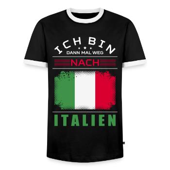 Ich Bin Dann Mal Weg Nach Italien Fahne Urlaub - Männer Kontrast-T-Shirt - Schwarz/Weiß - Vorne - AI Model Female 172 light (172cm) & AI Model Male 178 light (178cm)