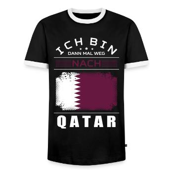 Ich Bin Dann Mal Weg Nach Qatar Fahne Urlaub - Männer Kontrast-T-Shirt - Schwarz/Weiß - Vorne - AI Model Female 172 light (172cm) & AI Model Male 178 light (178cm)