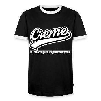 La crème monte toujours au sommet - T-shirt contrasté Homme - noir/blanc - Devant - AI Model Female 172 light (172cm) & AI Model Male 178 light (178cm)