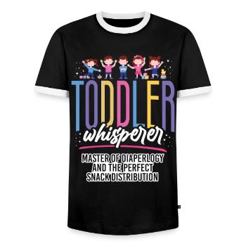 Childcare Daycare Provider Teacher - Men's Ringer Shirt - black/white - Front - AI Model Female 172 light (172cm) & AI Model Male 178 light (178cm)