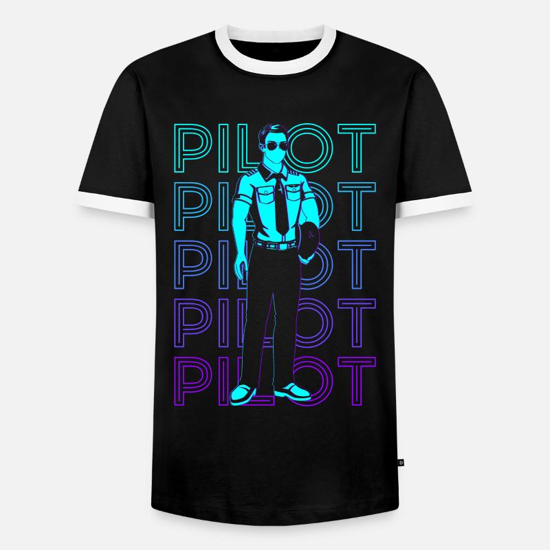 Pilot Luftfahrt Aviator Retro - Männer Kontrast-T-Shirt - Schwarz/Weiß