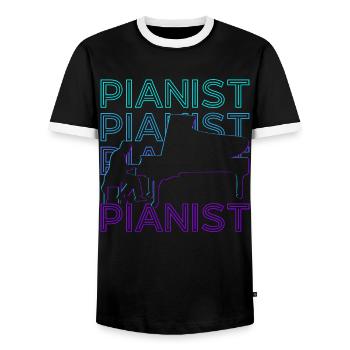 Pianist Keyboarder Piano Player Retro - Men's Ringer Shirt - black/white - Front - AI Model Female 172 light (172cm) & AI Model Male 178 light (178cm)
