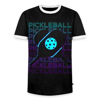 Pickleball Player Retro - Men's Ringer Shirt - black/white - Front - AI Model Female 172 light (172cm) & AI Model Male 178 light (178cm)