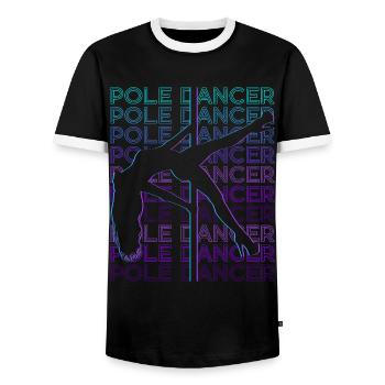 Pole Dancer Pole Dance Retro - Men's Ringer Shirt - black/white - Front - AI Model Female 172 light (172cm) & AI Model Male 178 light (178cm)