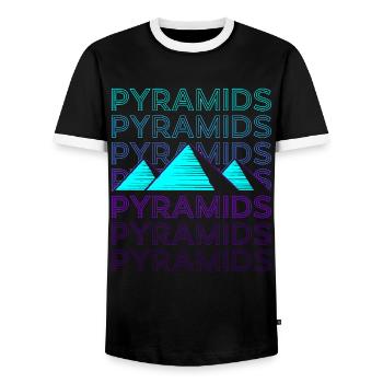 Pyramides Pyramide égyptienne Rétro - T-shirt contrasté Homme - noir/blanc - Devant - AI Model Female 172 light (172cm) & AI Model Male 178 light (178cm)