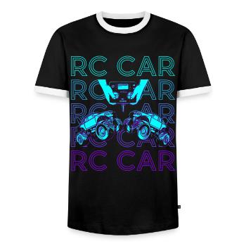 RC Car Retro - Men's Ringer Shirt - black/white - Front - AI Model Female 172 light (172cm) & AI Model Male 178 light (178cm)