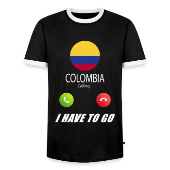 La Colombie appelle les drapeaux lusiger - T-shirt contrasté Homme - noir/blanc - Devant - AI Model Female 172 light (172cm) & AI Model Male 178 light (178cm)