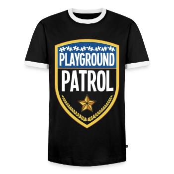 Childcare Daycare Provider Teacher - Men's Ringer Shirt - black/white - Front - AI Model Female 172 light (172cm) & AI Model Male 178 light (178cm)