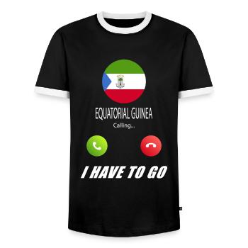 La Guinée équatoriale appelle aux drapeaux Lusiger en disant - T-shirt contrasté Homme - noir/blanc - Devant - AI Model Female 172 light (172cm) & AI Model Male 178 light (178cm)