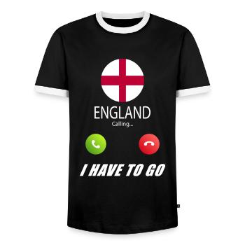 L’Angleterre appelle aux drapeaux Lusiger en disant - T-shirt contrasté Homme - noir/blanc - Devant - AI Model Female 172 light (172cm) & AI Model Male 178 light (178cm)