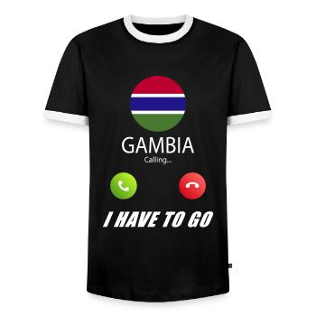 La Gambie appelle les drapeaux lusiger en disant - T-shirt contrasté Homme - noir/blanc - Devant - AI Model Female 172 light (172cm) & AI Model Male 178 light (178cm)