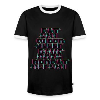 Eat Sleep Rave Repeat Techno - Männer Kontrast-T-Shirt - Schwarz/Weiß - Vorne - AI Model Female 172 light (172cm) & AI Model Male 178 light (178cm)