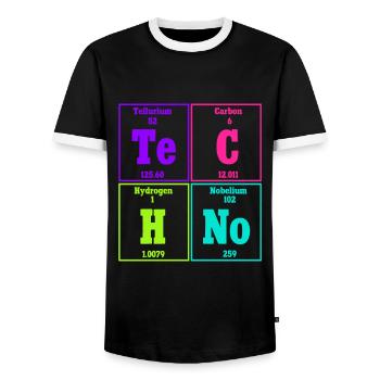 Techno Musik Rave Techno Periodensystem - Männer Kontrast-T-Shirt - Schwarz/Weiß - Vorne - AI Model Female 172 light (172cm) & AI Model Male 178 light (178cm)
