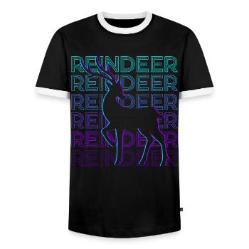 Reindeer Retro - Men's Ringer Shirt - black/white - Front - AI Model Female 172 light (172cm) & AI Model Male 178 light (178cm)