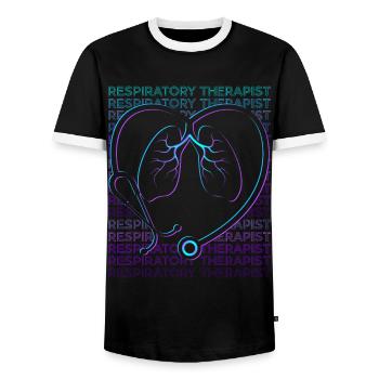 Respiratory Therapist Respiratory Therapy Retro - Men's Ringer Shirt - black/white - Front - AI Model Female 172 light (172cm) & AI Model Male 178 light (178cm)