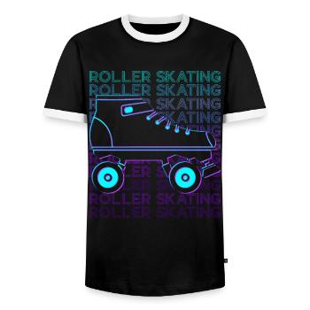 Roller Skating Roller Skaters Roller Skates Retro - Men's Ringer Shirt - black/white - Front - AI Model Female 172 light (172cm) & AI Model Male 178 light (178cm)